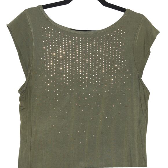 Apt.9 Green and Gold Bejeweled Tunic Size Large - Picture 2 of 4